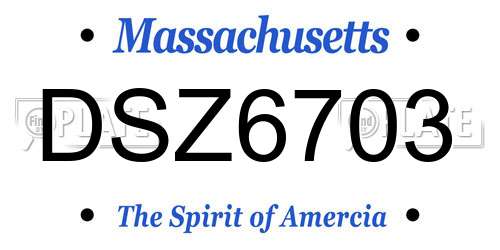 DSZ6703 Massachusetts License Plate