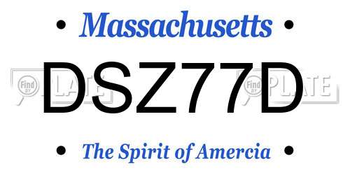 DSZ77D Massachusetts License Plate
