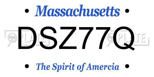 DSZ77Q Massachusetts License Plate