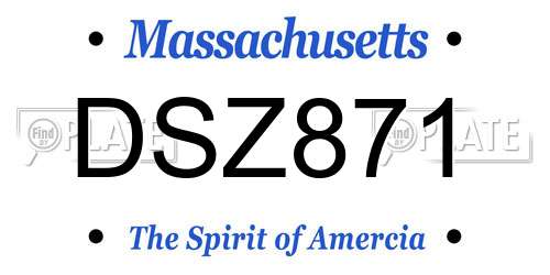 DSZ871 Massachusetts License Plate