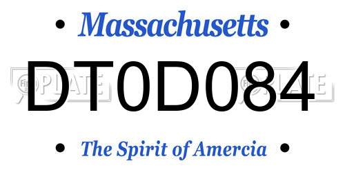 DT0D084 Massachusetts License Plate