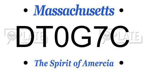 DT0G7C Massachusetts License Plate