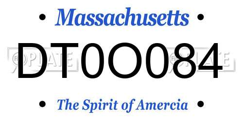 DT0O084 Massachusetts License Plate