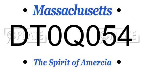DT0Q054 Massachusetts License Plate