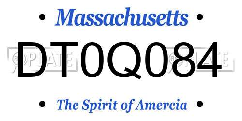 DT0Q084 Massachusetts License Plate