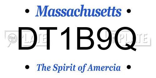 DT1B9Q Massachusetts License Plate