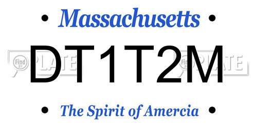 DT1T2M Massachusetts License Plate