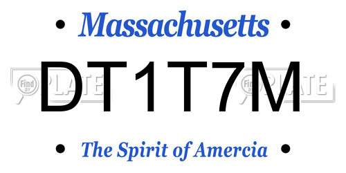 DT1T7M Massachusetts License Plate