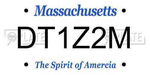 DT1Z2M Massachusetts License Plate