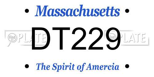 DT229 Massachusetts License Plate
