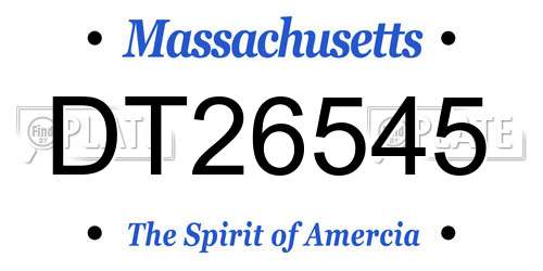 DT26545 Massachusetts License Plate