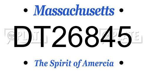 DT26845 Massachusetts License Plate
