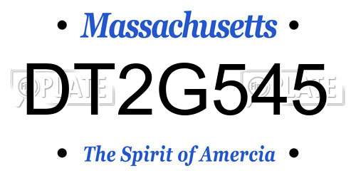 DT2G545 Massachusetts License Plate