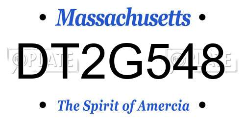 DT2G548 Massachusetts License Plate