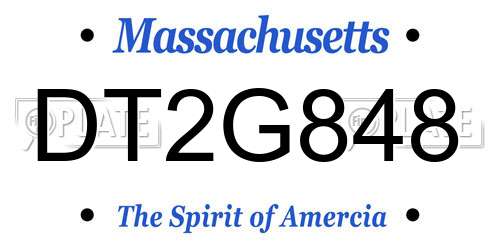 DT2G848 Massachusetts License Plate