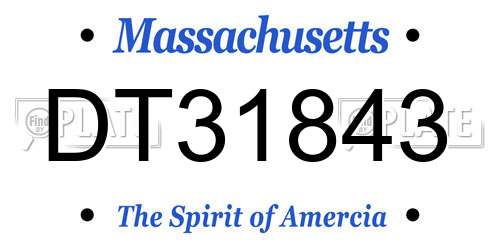 DT31843 Massachusetts License Plate