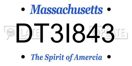 DT3I843 Massachusetts License Plate