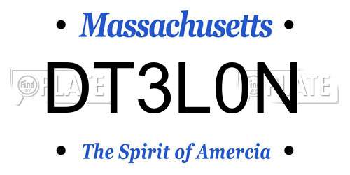 DT3L0N Massachusetts License Plate