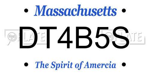 DT4B5S Massachusetts License Plate