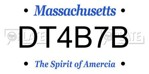 DT4B7B Massachusetts License Plate