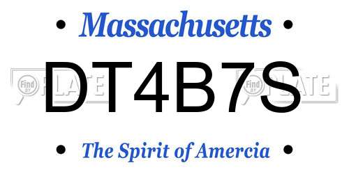 DT4B7S Massachusetts License Plate