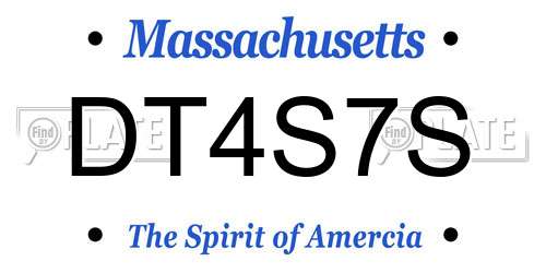 DT4S7S Massachusetts License Plate