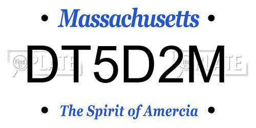 DT5D2M Massachusetts License Plate