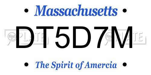 DT5D7M Massachusetts License Plate