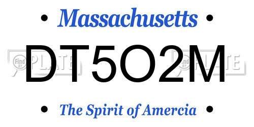 DT5O2M Massachusetts License Plate