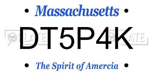 DT5P4K Massachusetts License Plate