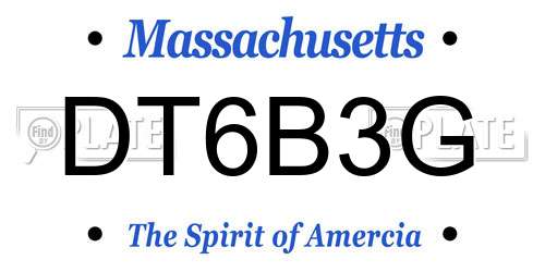 DT6B3G Massachusetts License Plate