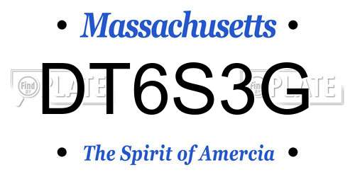 DT6S3G Massachusetts License Plate