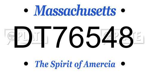 DT76548 Massachusetts License Plate