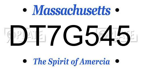 DT7G545 Massachusetts License Plate