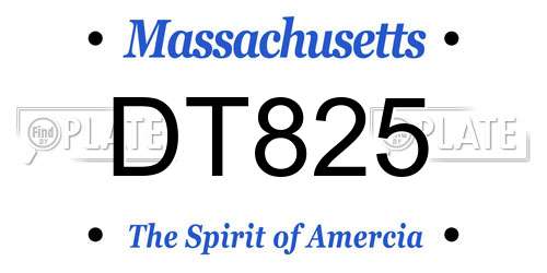 DT825 Massachusetts License Plate