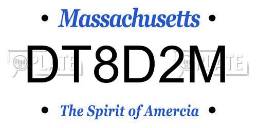 DT8D2M Massachusetts License Plate
