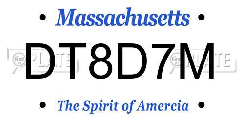DT8D7M Massachusetts License Plate