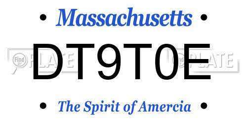 DT9T0E Massachusetts License Plate