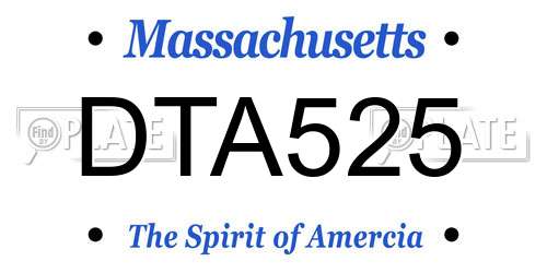 DTA525 Massachusetts License Plate