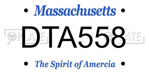DTA558 Massachusetts License Plate