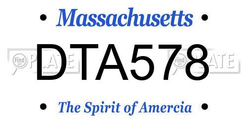 DTA578 Massachusetts License Plate