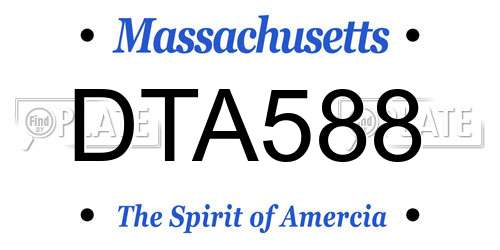 DTA588 Massachusetts License Plate