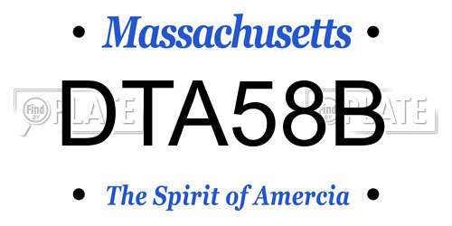 DTA58B Massachusetts License Plate