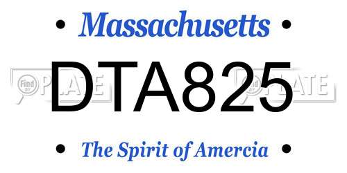 DTA825 Massachusetts License Plate
