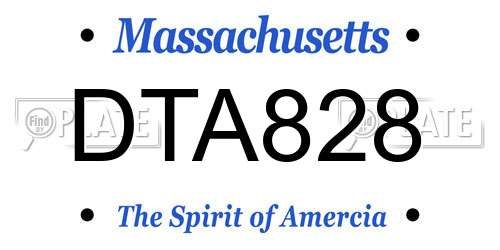 DTA828 Massachusetts License Plate