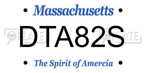 DTA82S Massachusetts License Plate