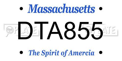 DTA855 Massachusetts License Plate