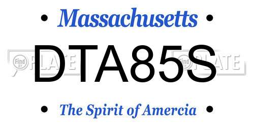 DTA85S Massachusetts License Plate