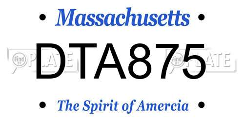 DTA875 Massachusetts License Plate