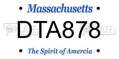 DTA878 Massachusetts License Plate
